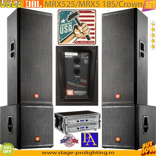 Used JBL MRX525-MRX5 18S-Crown PA SET1